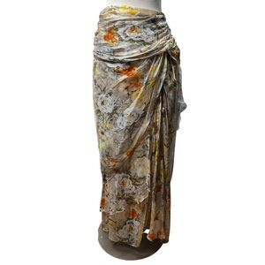 Haute Hippie Silk Chiffon Floral Maxi Skirt L